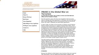 Army Logistician (PBUSE in the Global War on Terrorism)