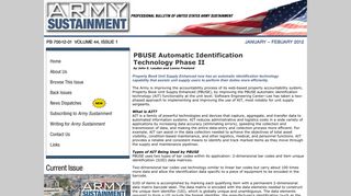 Army Sustainment: PBUSE Automatic Identification Technology Phase II