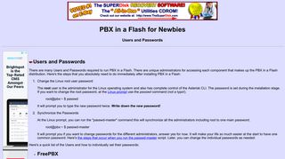 Users and Passwords - PBX in a Flash for Newbies - TelecomWorld 101