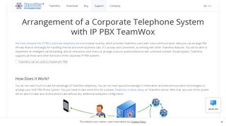 Arrangement of a Corporate Telephone System with IP PBX TeamWox