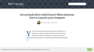Get Alerts (with Picture) When Others Try to Log into your Computer