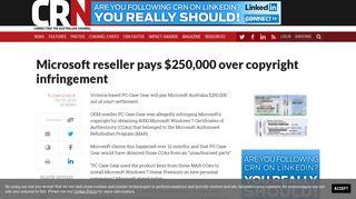 Microsoft reseller pays $250,000 over copyright infringement ...