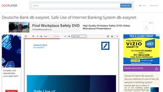 Deutsche Bank db easynet. Safe Use of Internet Banking System db ...