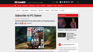 Subscribe to PC Gamer | PC Gamer