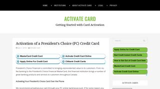 Activation of a President's Choice (PC) Credit Card | Activate Card