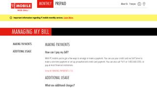 Support - MANAGING MY BILL - Monthly | PC mobile