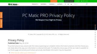 PC Matic PRO | Privacy Policy