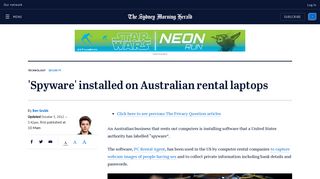 'Spyware' installed on Australian rental laptops - Sydney Morning Herald