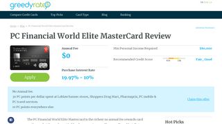 PC Financial World Elite MasterCard Review - GreedyRates