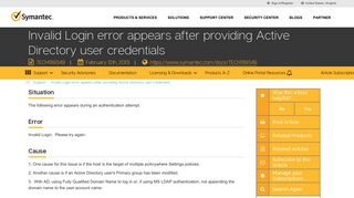 Invalid Login error appears after providing Active Directory user ...
