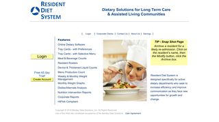 Resident Diet System - Log In
