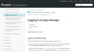 Logging In to Apps Manager | Pivotal Docs