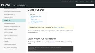 Using PCF Dev | Pivotal Docs