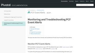 Monitoring and Troubleshooting PCF Event Alerts | Pivotal Docs