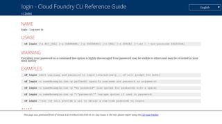 login - Cloud Foundry CLI Reference Guide