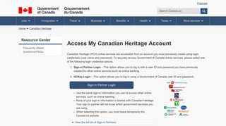 Access My Canadian Heritage Account