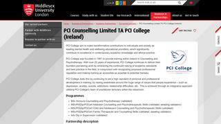 PCI Counselling Limited TA PCI College (Ireland) - Middlesex University