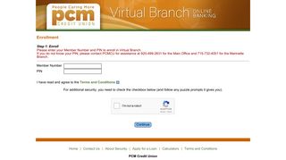 PCM Credit Union - Enrollment Logon