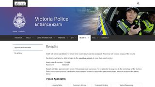 Results - VPOL - Victoria Police Entrance Examination - Australian ...