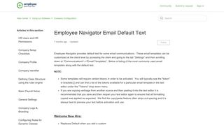 Employee Navigator Email Default Text – Help Center