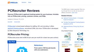 PCRecruiter Reviews, Pricing, Key Info and FAQs - The SMB Guide