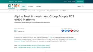 Alpine Trust & Investment Group Adopts PCS 401(k) Platform