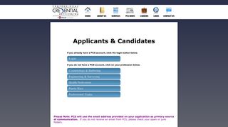 Professional Credential Services Candidates