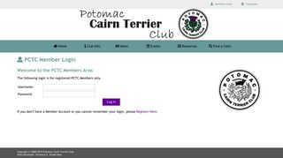 PCTC Member Login - Potomac Cairn Terrier Club