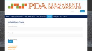 Member Login – PDA – Permanente Dental Associates