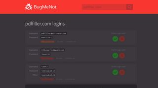 pdffiller.com passwords - BugMeNot