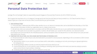 Personal Data Protection Act - JustLogin