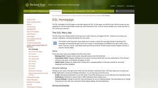Portland State Office of Information Technology | D2L Homepage