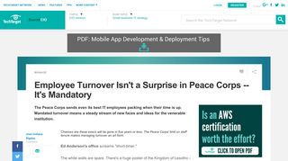 Employee Turnover Isn't a Surprise in Peace Corps -- It's Mandatory ...