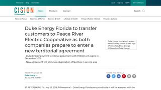 Duke Energy Florida to transfer customers to Peace River Electric ...
