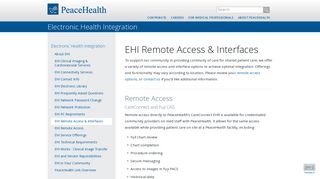 EHI Remote Access & Interfaces | PeaceHealth
