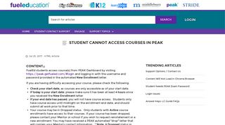 Student Cannot Access Courses in PEAK - Login