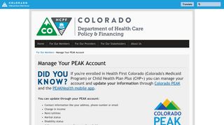 Manage Your PEAK Account | Colorado Department of Health Care ...