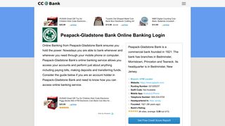 Peapack-Gladstone Bank Online Banking Login - CC Bank
