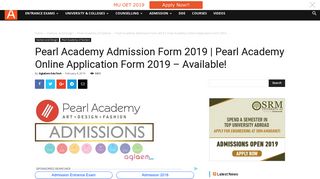 Pearl Academy Admission Form 2019 | Pearl Academy Online ...