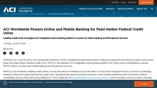 ACI Worldwide Powers Online and Mobile Banking for Pearl Harbor ...