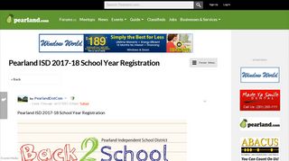 Pearland ISD 2017-18 School Year Registration - Pearland.com