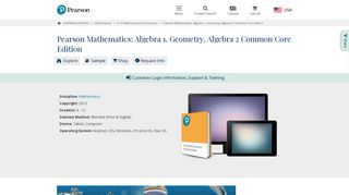 Pearson Mathematics: Algebra 1, Geometry, Algebra 2 Common Core ...