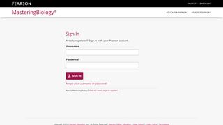 Mastering Biology login - Sign In | MasteringBiology | Pearson
