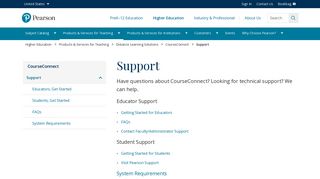 Support | Course Connect - Pearson