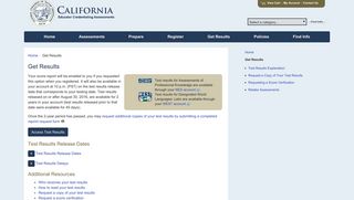Get Results - California Educator Credentialing Examinations