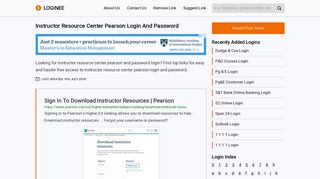 Instructor Resource Center Pearson Login And Password