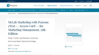 Kotler & Keller, MyLab Marketing with Pearson eText -- Access Card ...