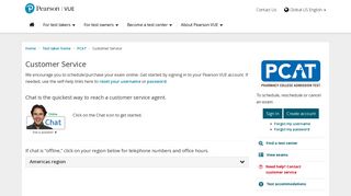 Customer Service:: PCAT - Pearson VUE
