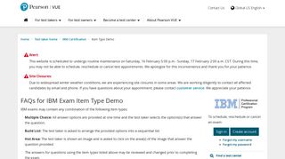 Item type demo :: IBM Certification - Pearson VUE