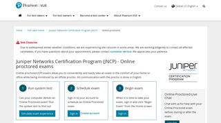 Online Proctored :: Juniper Networks (JNCP) :: Pearson VUE